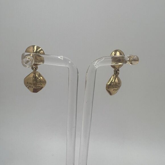 Kate Spade Earrings 14K Gold Plated Dangle Pierced Rhinestone Square Sparkle - Picture 4 of 9